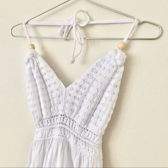 | crochet backless tie halter beach summer cover up dress | - Picture 3 of 10